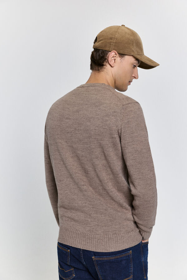 Pedro del Hierro Camisola de gola caixa redonda em formato de diamante Bege