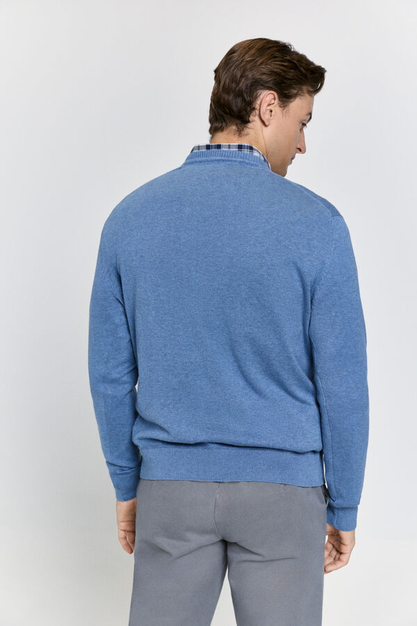 Pedro del Hierro Jersey básico cuello pico Azul