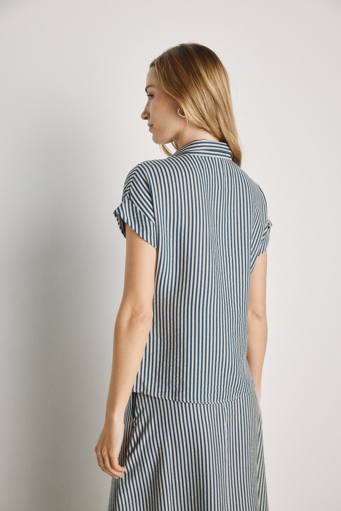 Milano Blusa de riscas de manga curta