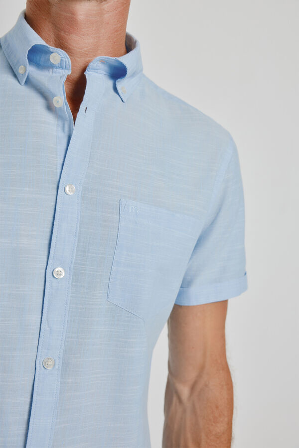 Milano Camisa lisa de manga curta Azul indigo