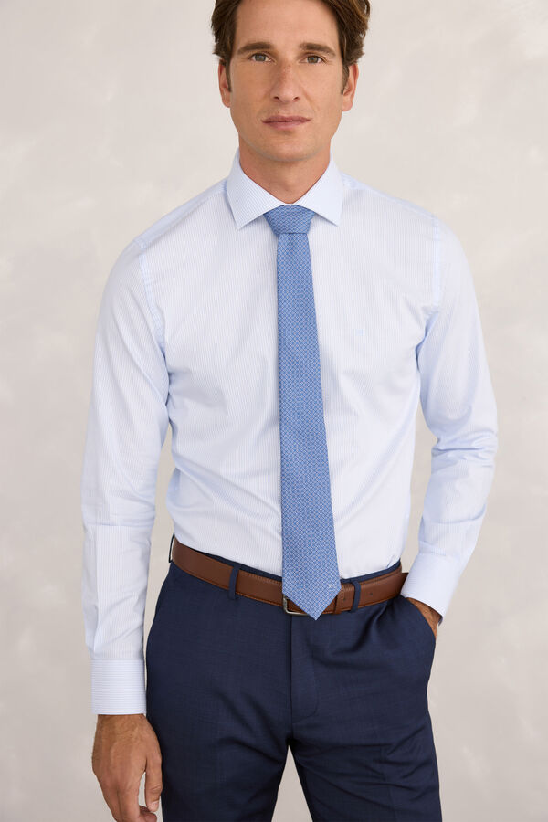 Pedro del Hierro Camisa Vestir Popelin Rayas Azul