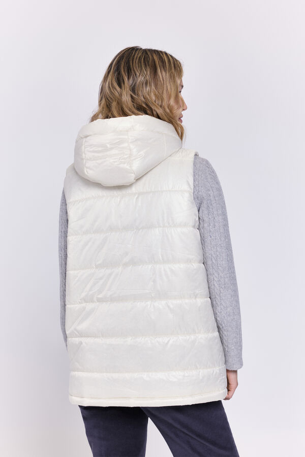 Milano Chaleco acolchado capucha Marfil