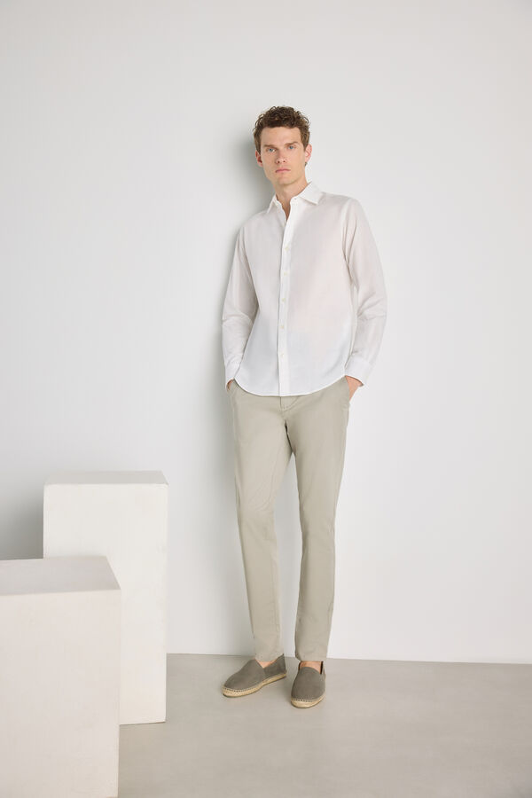Pedro del Hierro Camisa lisa manga larga Blanco