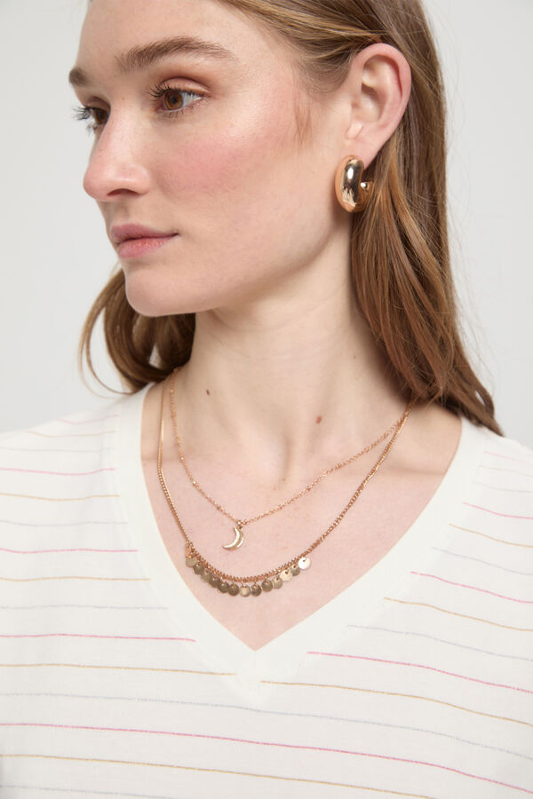 Milano Camiseta de rayas soft touch cuello pico Blanco