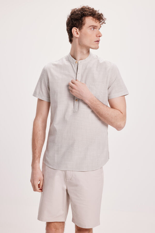 Milano Camisa Slub Estampado branco