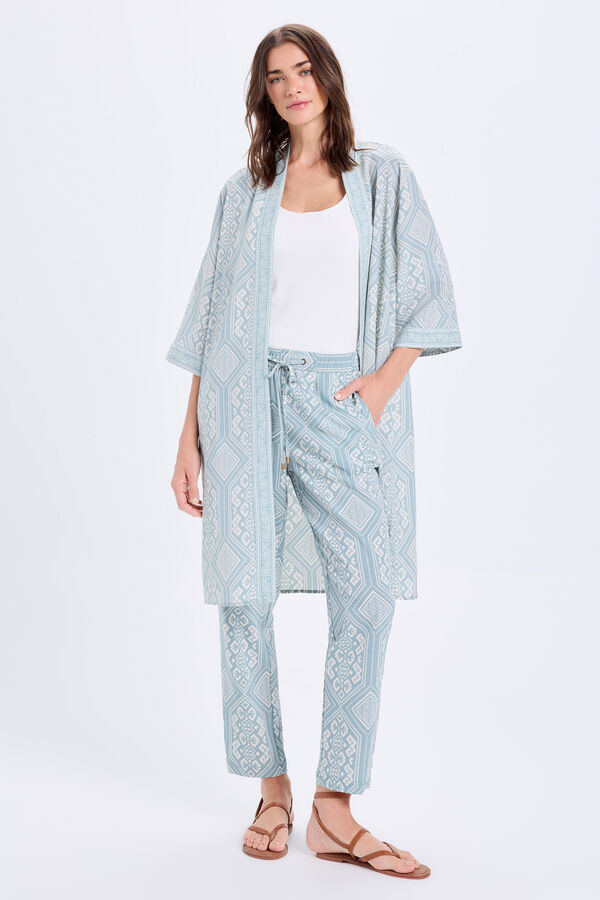 Milano Calças fluídas estampadas Azul