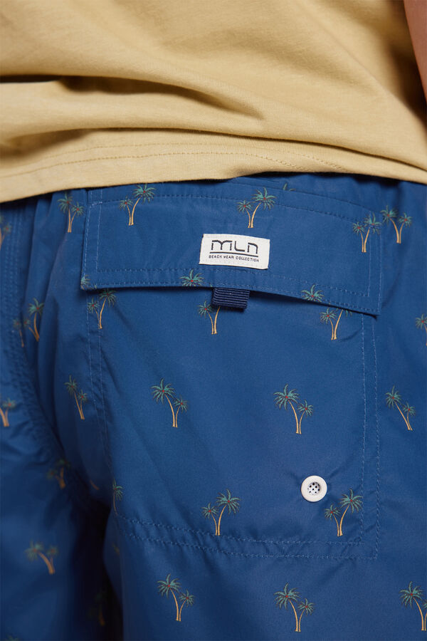 Milano Ba&ntilde;ador Estampado a Contraste Azul