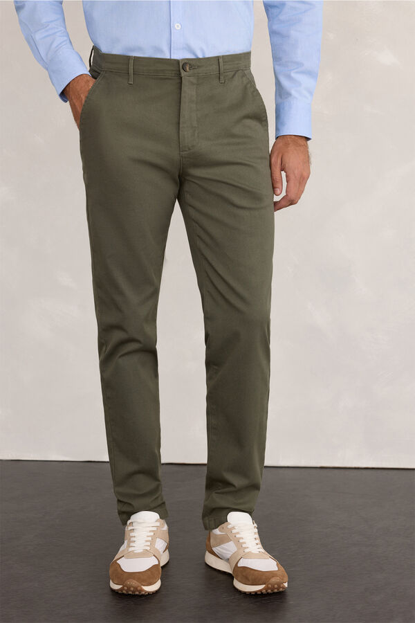 Milano Calças Chino Confortável Cáqui médio