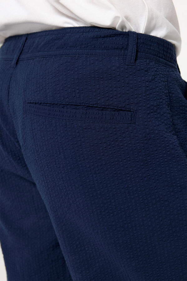 Fifty Outlet Bermuda seersucker color liso Navy