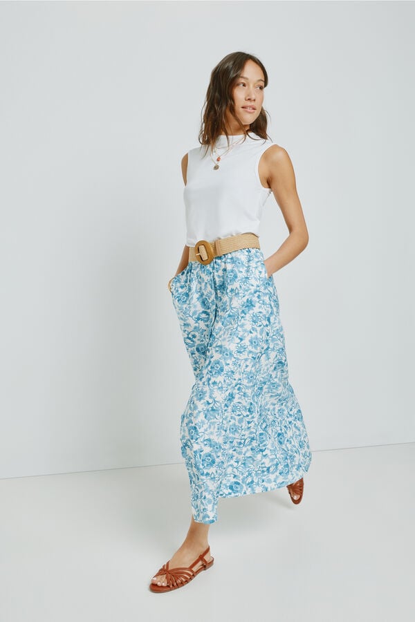 Milano Saia comprida abotoada estampada Azul