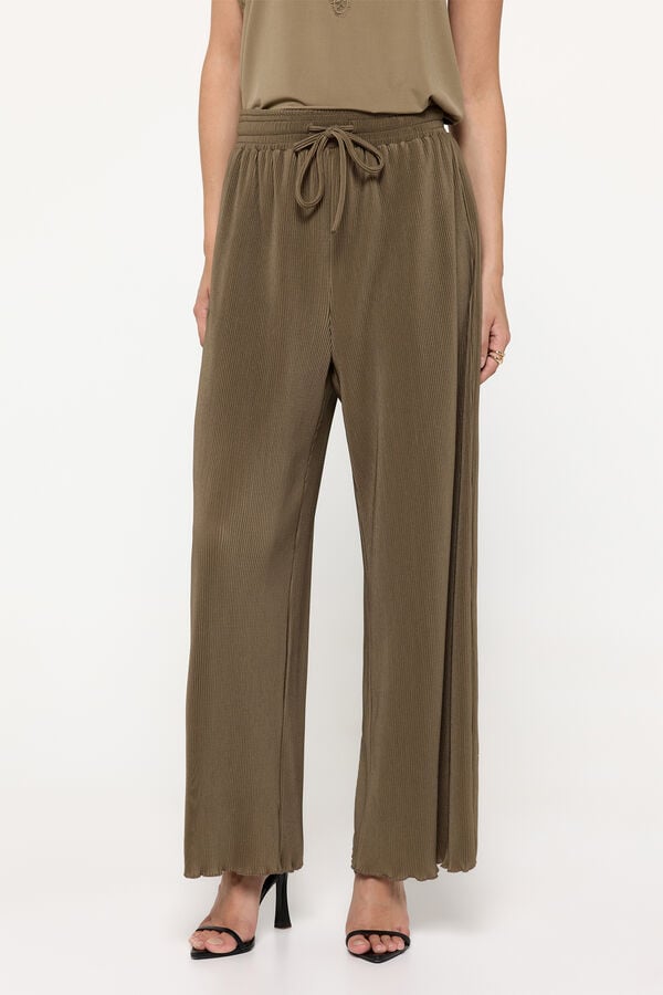 Milano Cal&ccedil;as Plissadas C&aacute;qui escuro