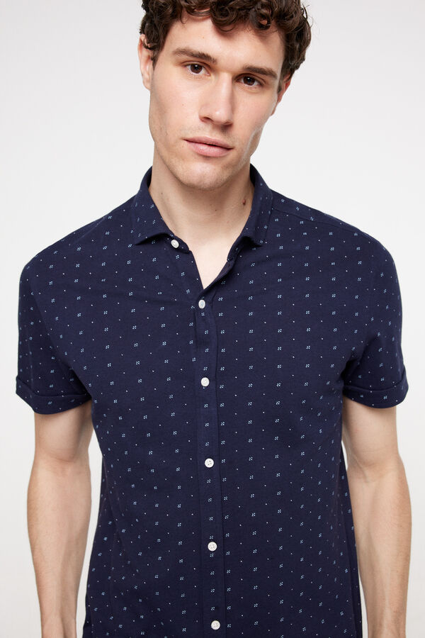 Milano Camisa Piqu&eacute; estampada Navy