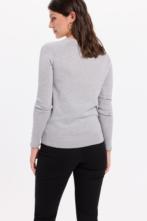 Milano Camisola básico de liso malha Cinza claro