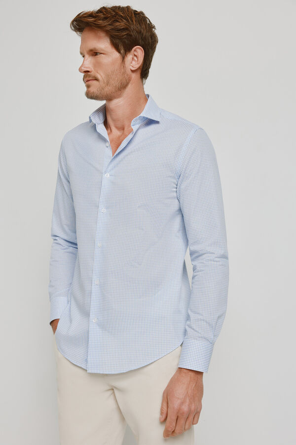 Milano Camisa cuadros manga larga Azul Claro