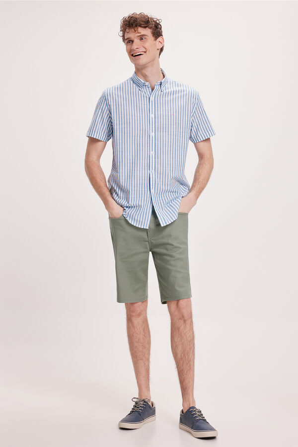 Milano Camisa Slub Rayas Azul