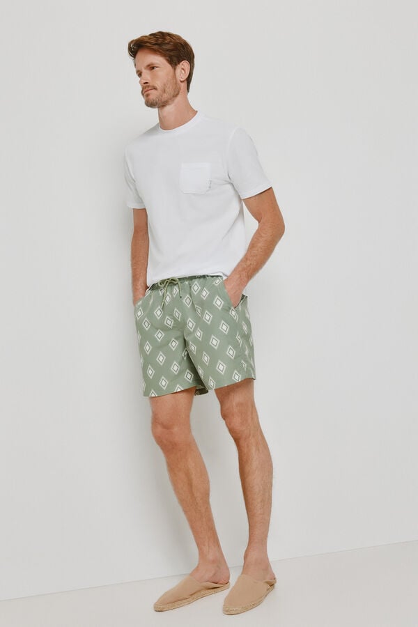 Milano Fato de banho estampado losangos C&aacute;qui