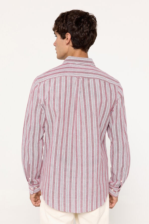 Milano Camisa oxford riscas Bordeaux
