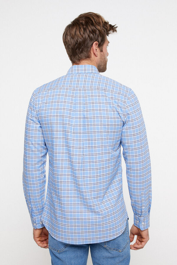 Fifty Outlet Camisa Oxford xadrez Estampado azul