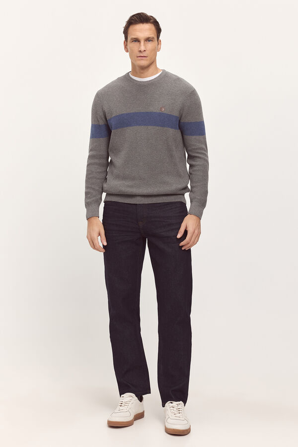 Springfield Camisola b&aacute;sica com gola caixa redonda SPF Cinza medio