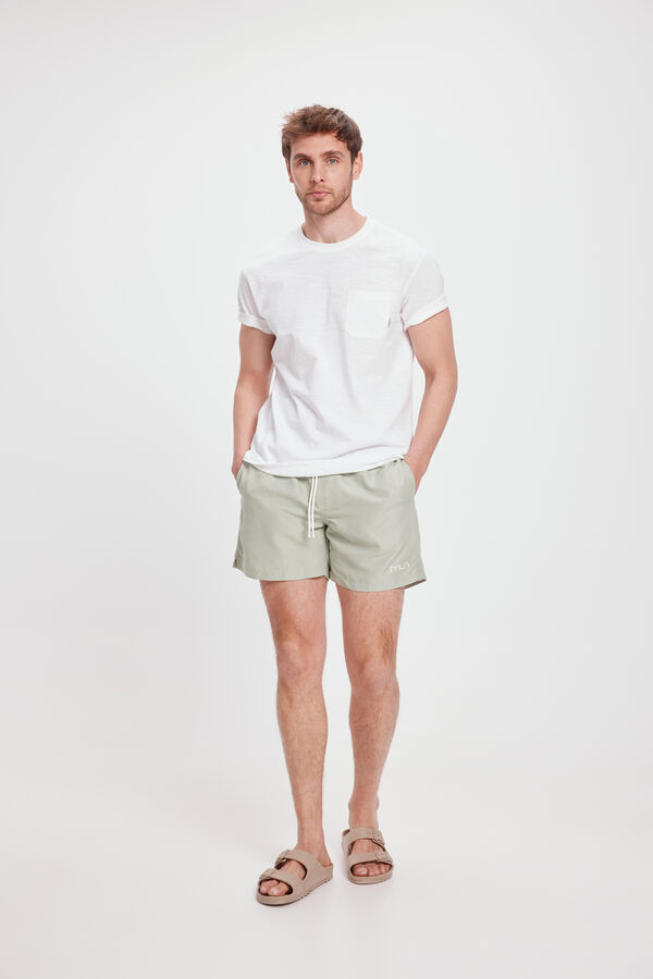 Milano Camiseta b&aacute;sica com bolso Branco