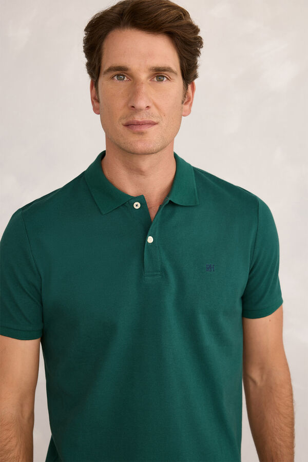 Pedro del Hierro Polo básico de manga curta Verde escuro