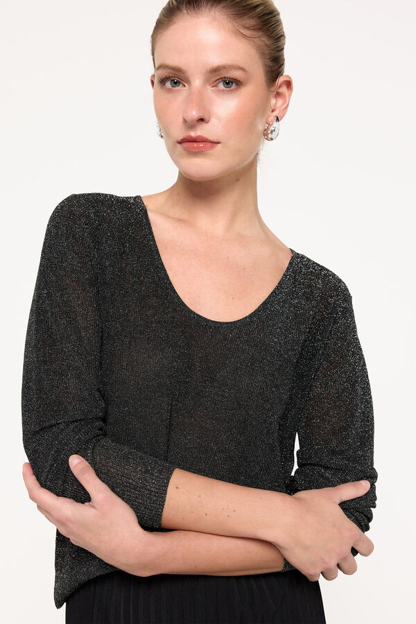 Milano Jersey de punto metalizado Negro