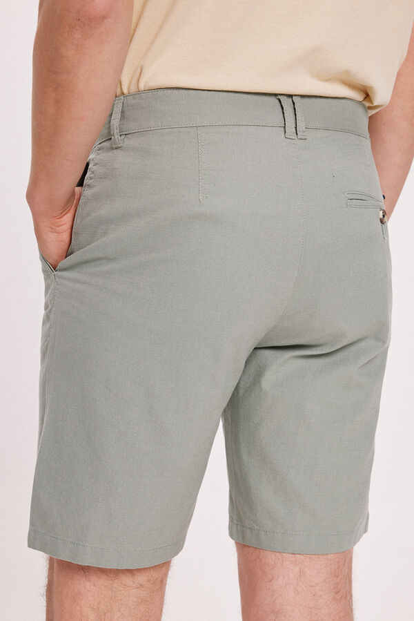 Milano Bermudas Lisas Lino C&aacute;qui m&eacute;dio
