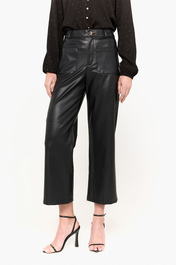 Milano Pantal&oacute;n crop efecto piel Negro