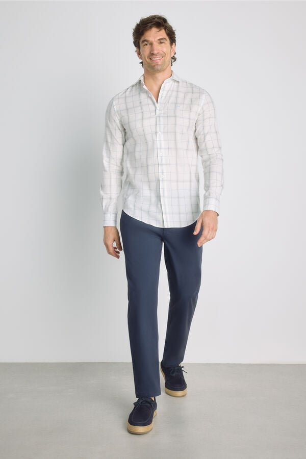 Milano Camisa cuadros manga larga Azul Claro