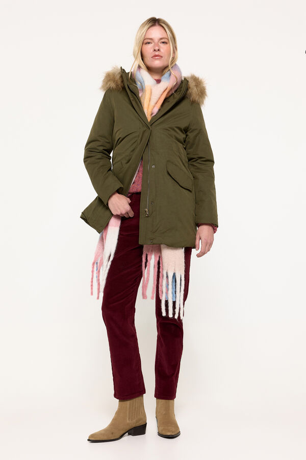 Milano Parka gruesa acolchada con cuello efecto pelo Verde