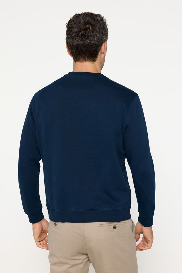 Fifty Outlet Sweatshirt com gola caixa bordada Marinho