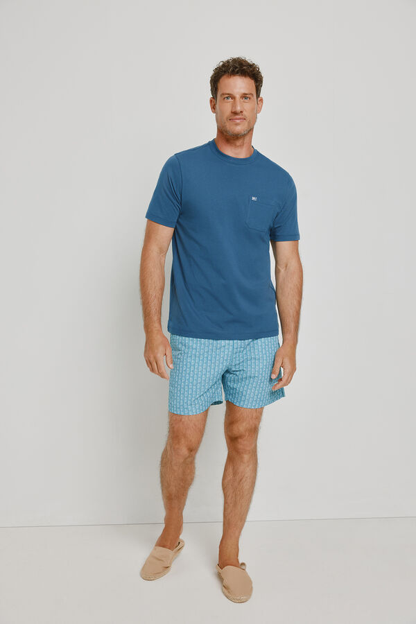 Pedro del Hierro T-shirt b&aacute;sica com logo bordado Azul