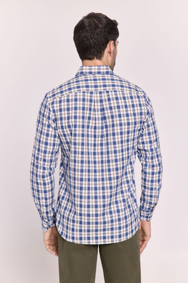 Pedro del Hierro Camisa xadrez com caimento relaxado Azul