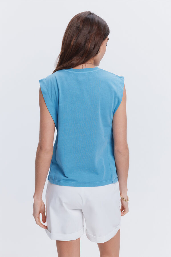 Milano Camiseta mangas efeito lavado Azul