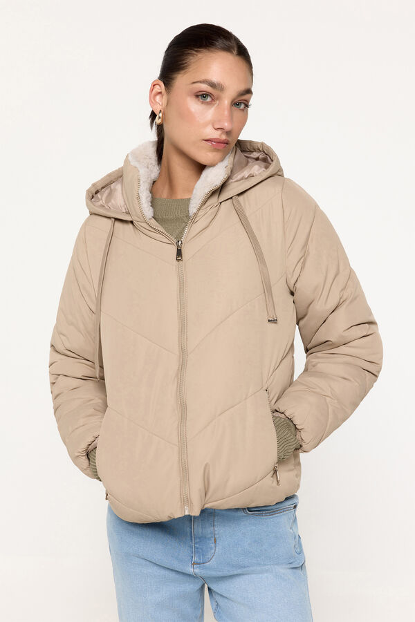 Milano Sobretudo curto acolchoado com capuz Marfim
