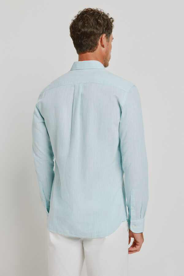 Pedro del Hierro Camisa de riscas de manga comprida Azul turquesa