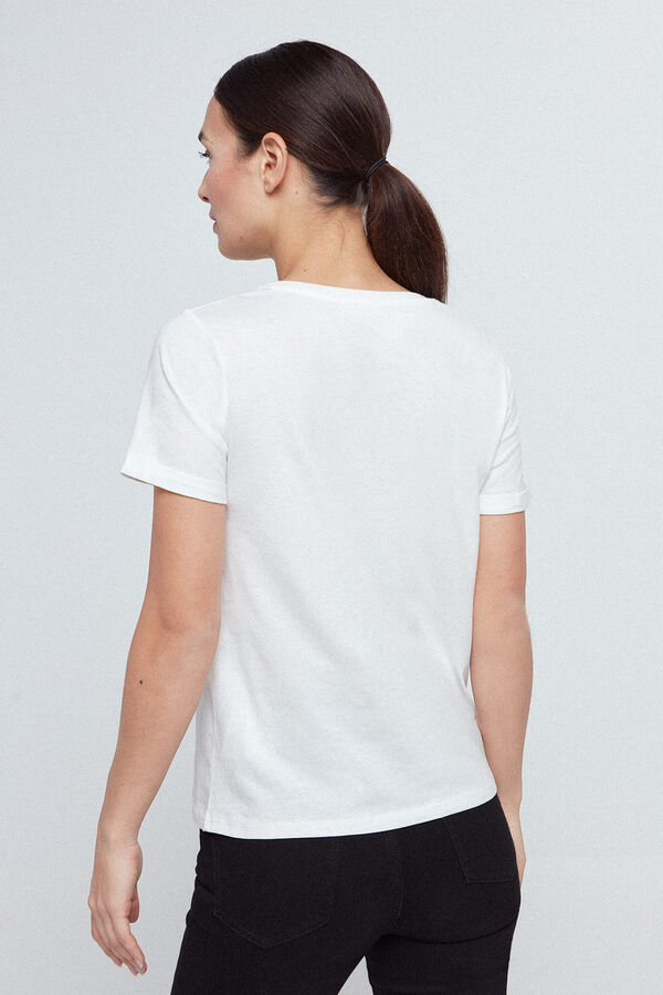 Fifty Outlet Camiseta print flocado Blanco