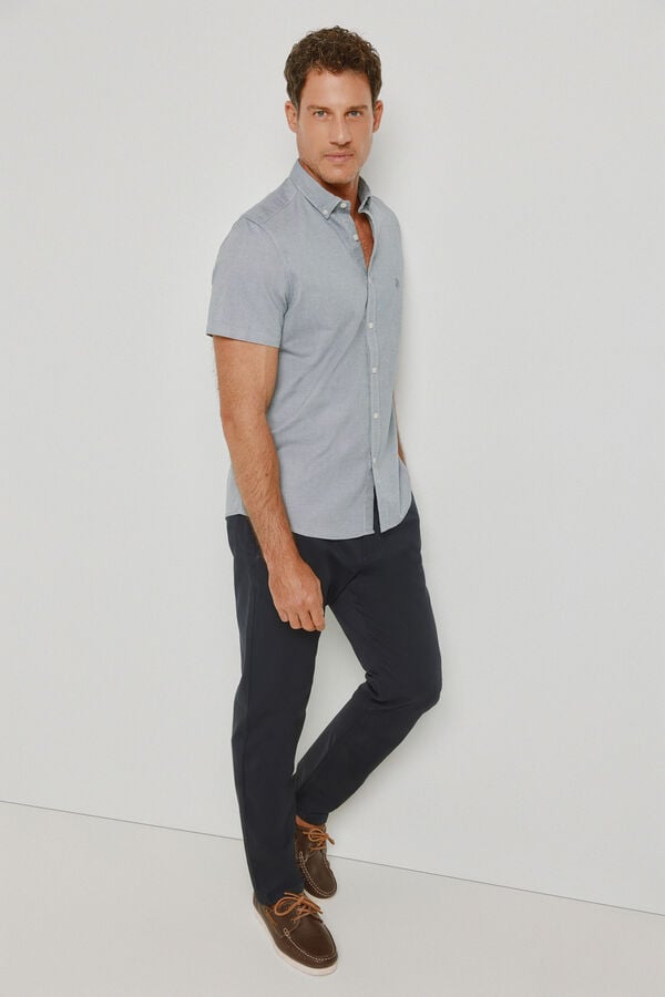 Springfield Camisa lisa de manga curta Azul indigo