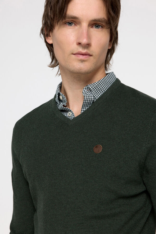 Milano Jersey Cuello Pico Microestructura Verde