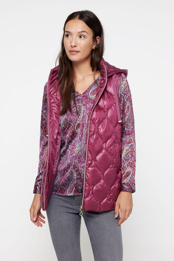 milano Colete acolchoado capuz P&uacute;rpura