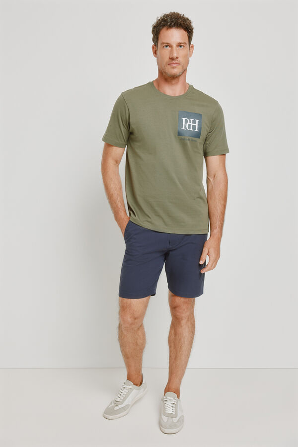 Pedro del Hierro T-shirt de manga curta estampada C&aacute;qui escuro