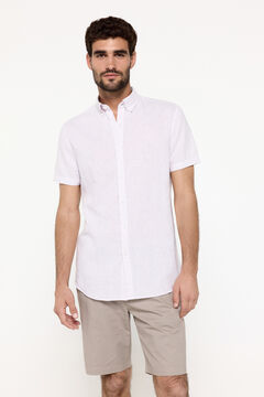 Fifty Outlet Camisa de linho Micro Houndstooth Púrpura