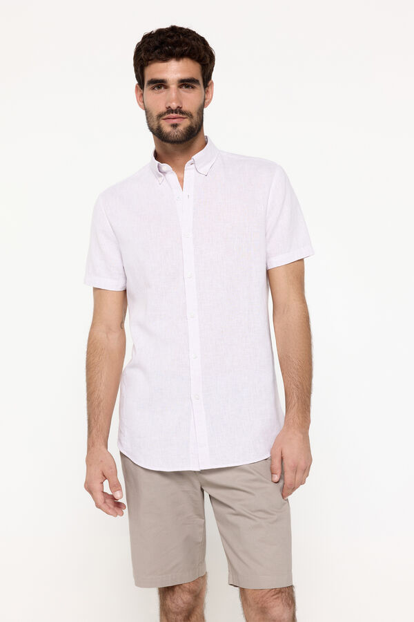 Fifty Outlet Camisa Lino Micro Pata de Gallo Morado/Lila