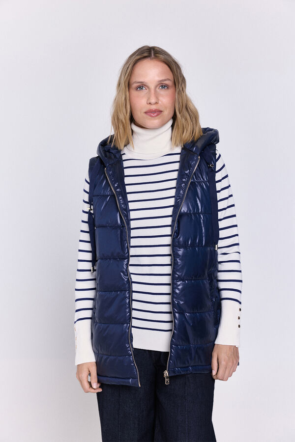 Milano Colete acolchoado com capuz Marinho