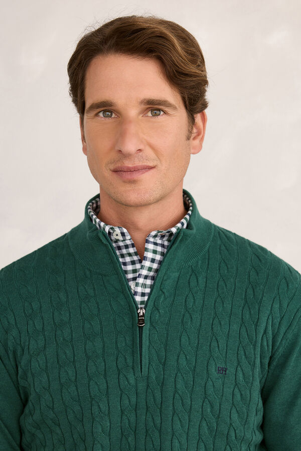 Pedro del Hierro Cardigan Half Zipper Logo Botella