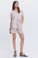 Milano Bermuda de linho Estampado bronzeada