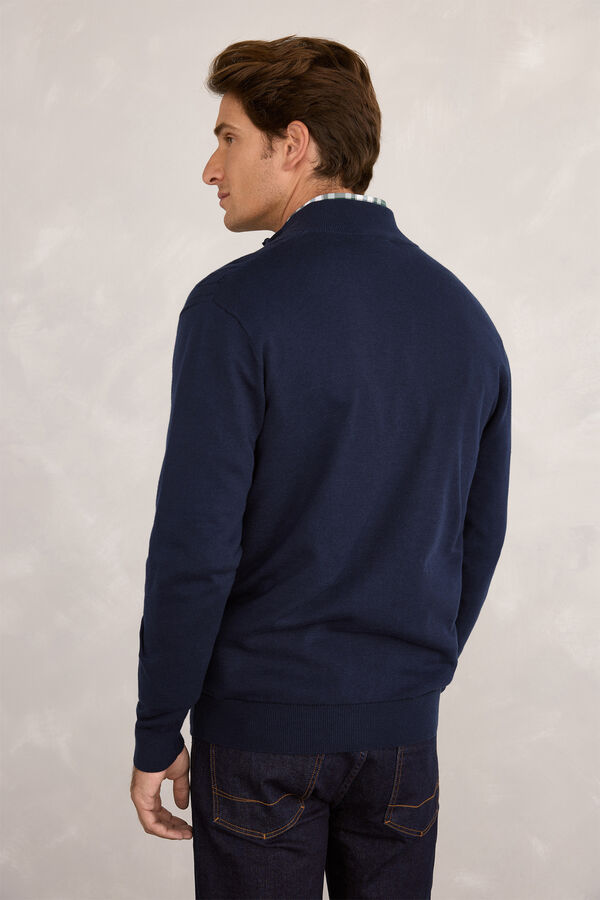 Pedro del Hierro Cardigan com logo e meio zíper Marinho