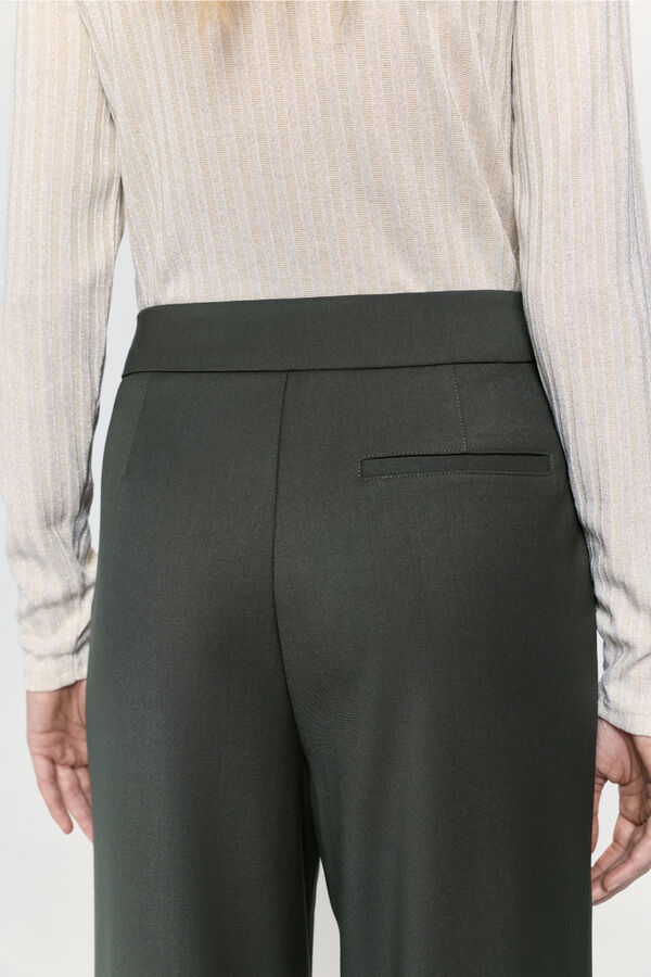 Milano Pantalón recto tiro alto Kaki Oscuro