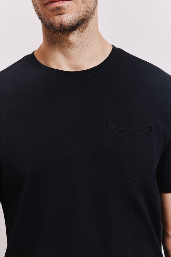 Milano Camiseta b&aacute;sica con bolsillo Negro