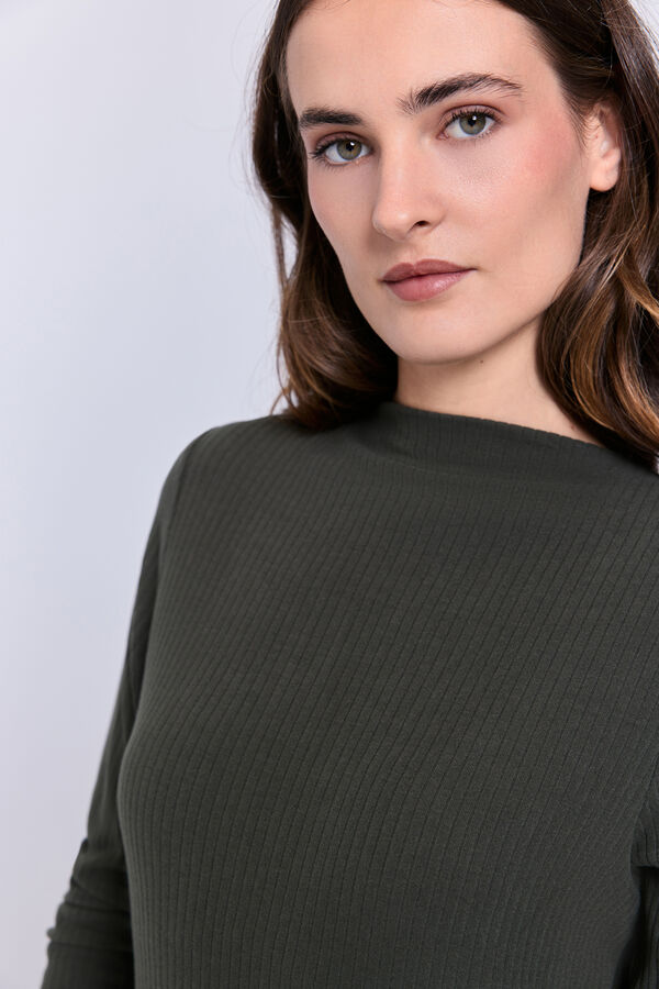 Milano Vestido midi com bainha semi-aberta C&aacute;qui escuro